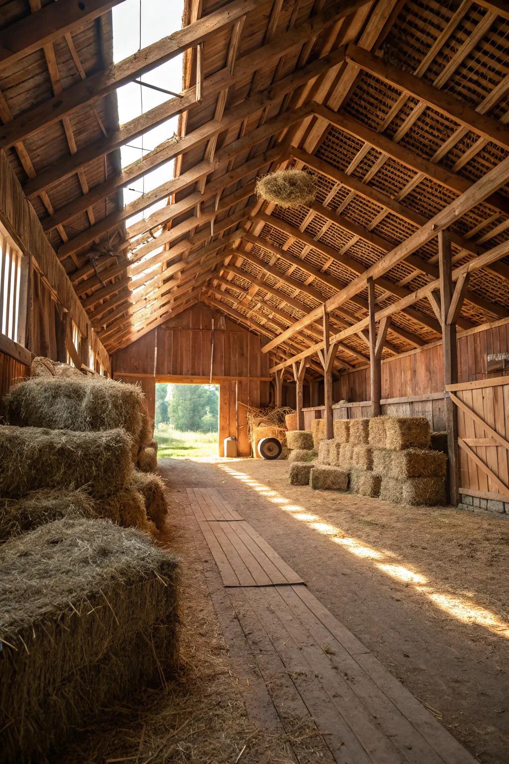 Clay flooring provides natural soaking and a rustic feel.