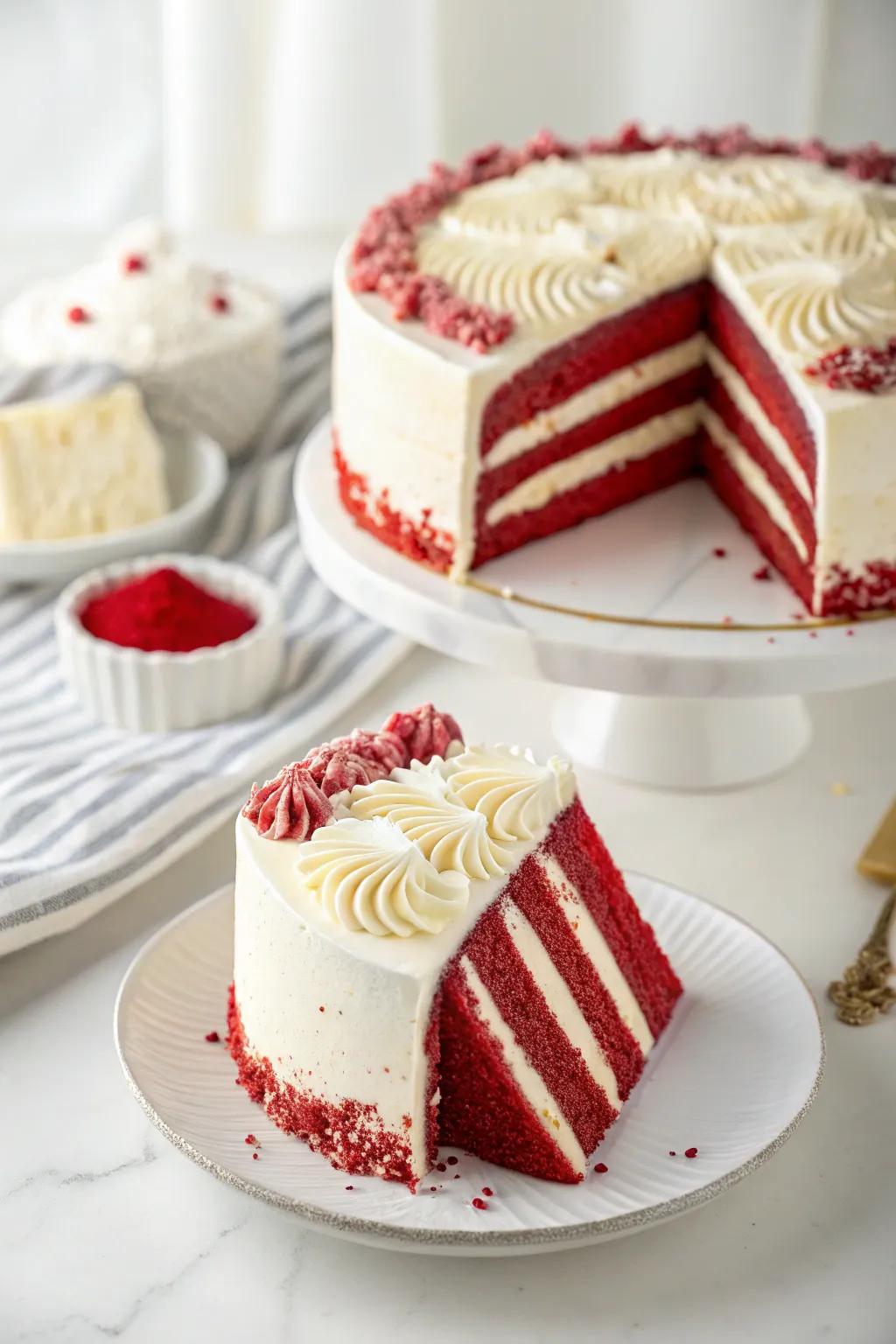 An all-star tiered cake that reveals its hues with each portion.
