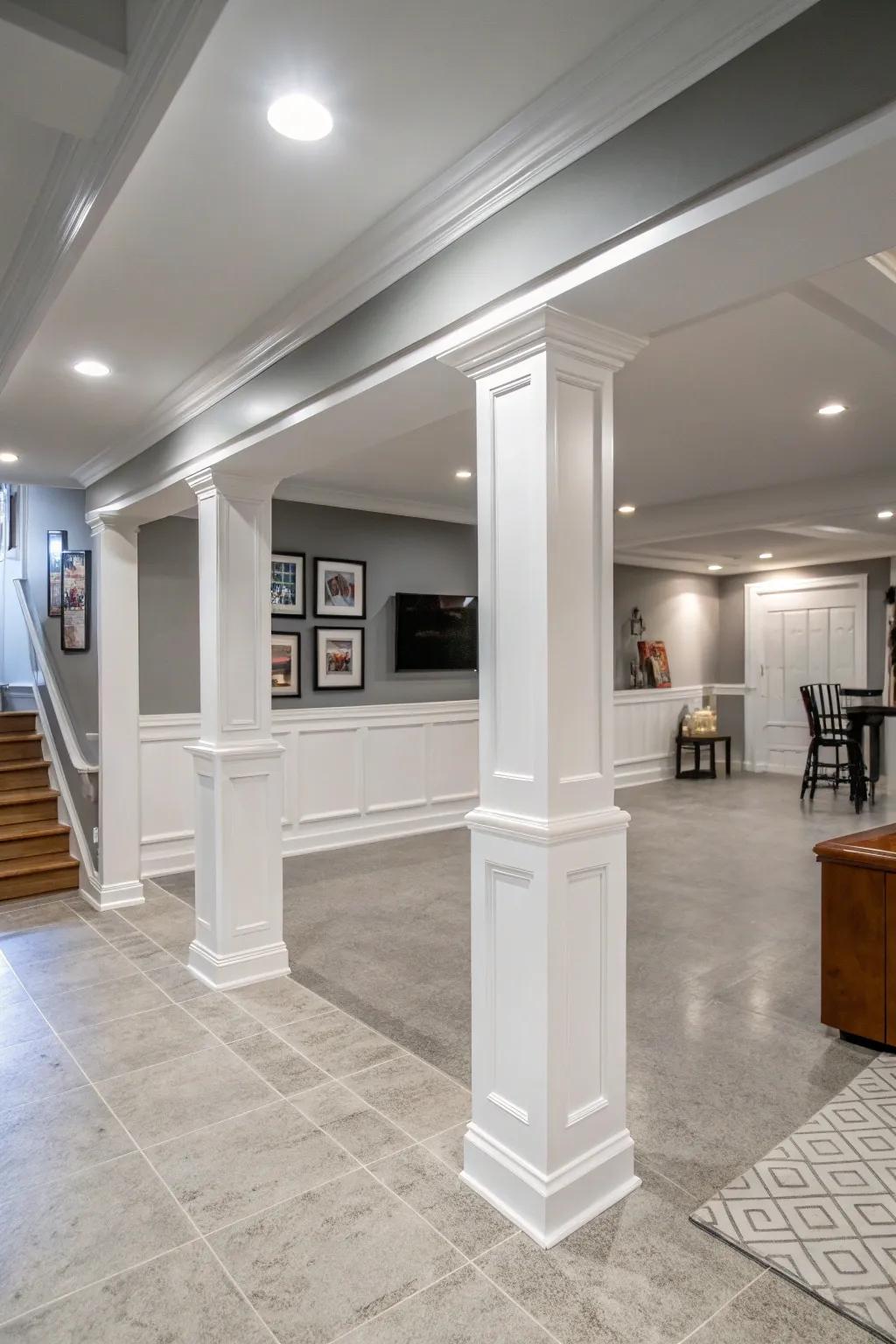 White trim brightens and widens the area.