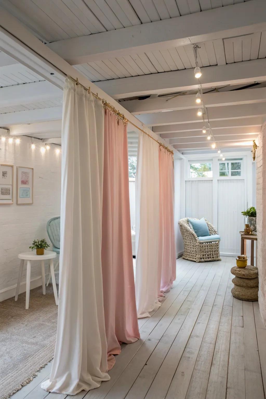Flax drapes add natural elegance and breathability.