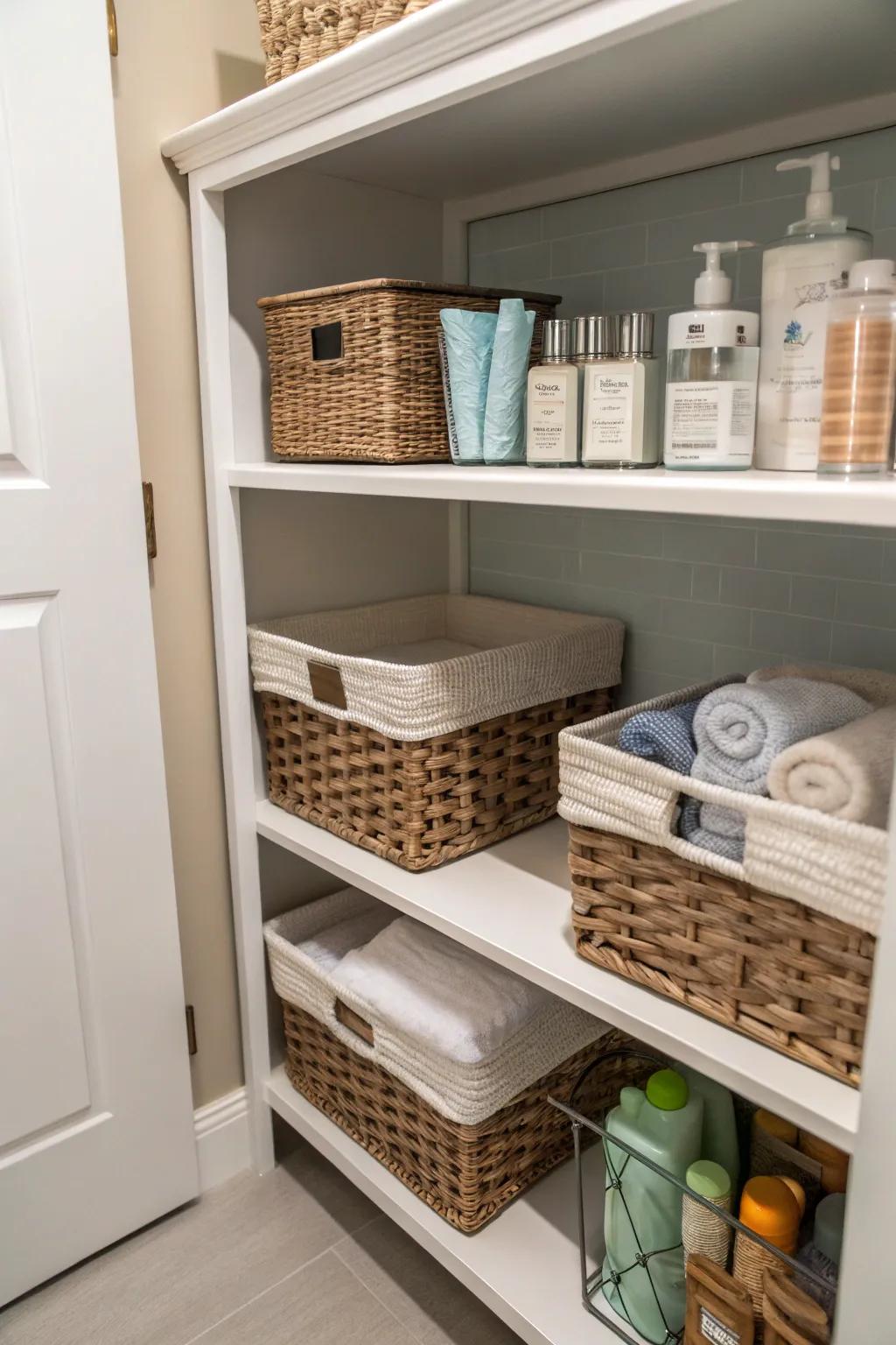 Take advantage of every inch with shelf-insert baskets.