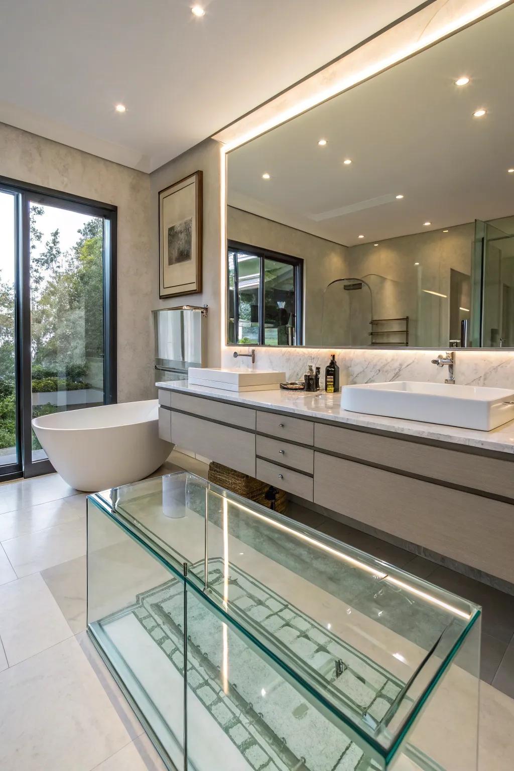 Vitreous countertops add brightness and sophistication to your bathroom.