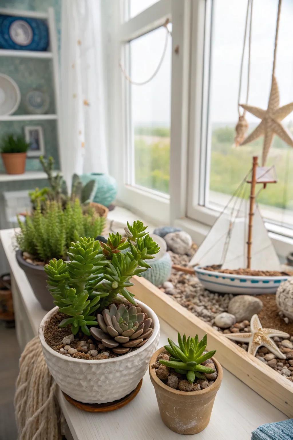 Seashore flora inject life and color into your space.