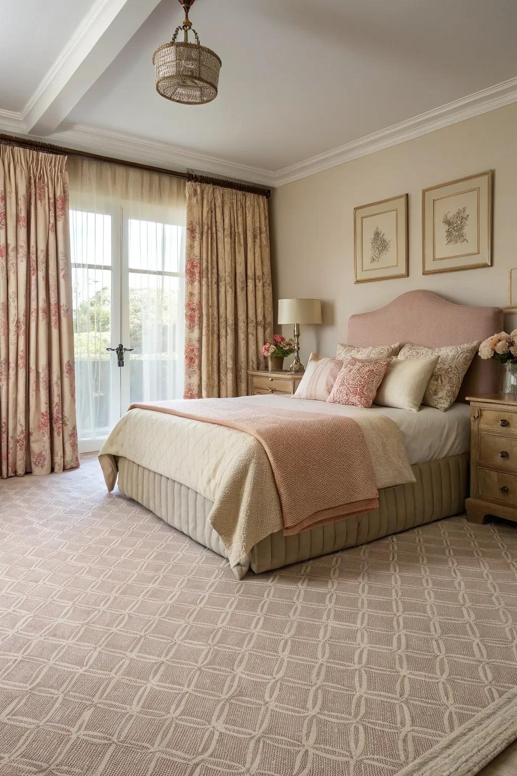 Smooth integration enhances the bedroom's aesthetic.