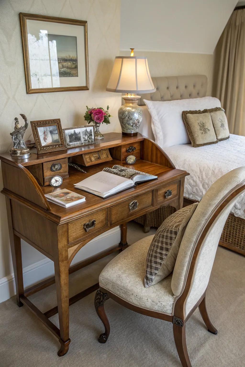 Add charm with a vintage desk.