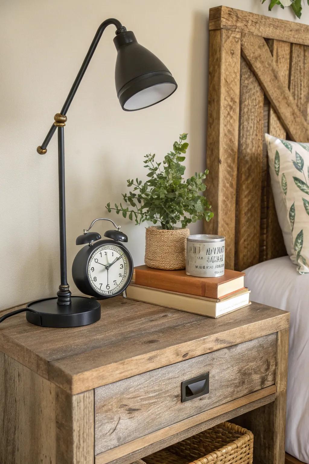 A blend of contemporary and rustic aspects enhances charm.