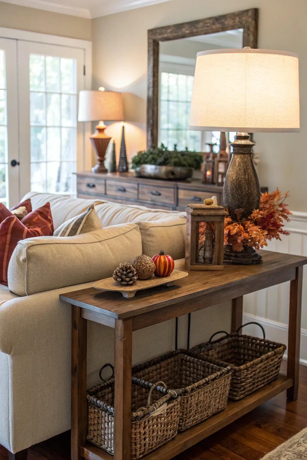 A console table adds functionality and elegance.