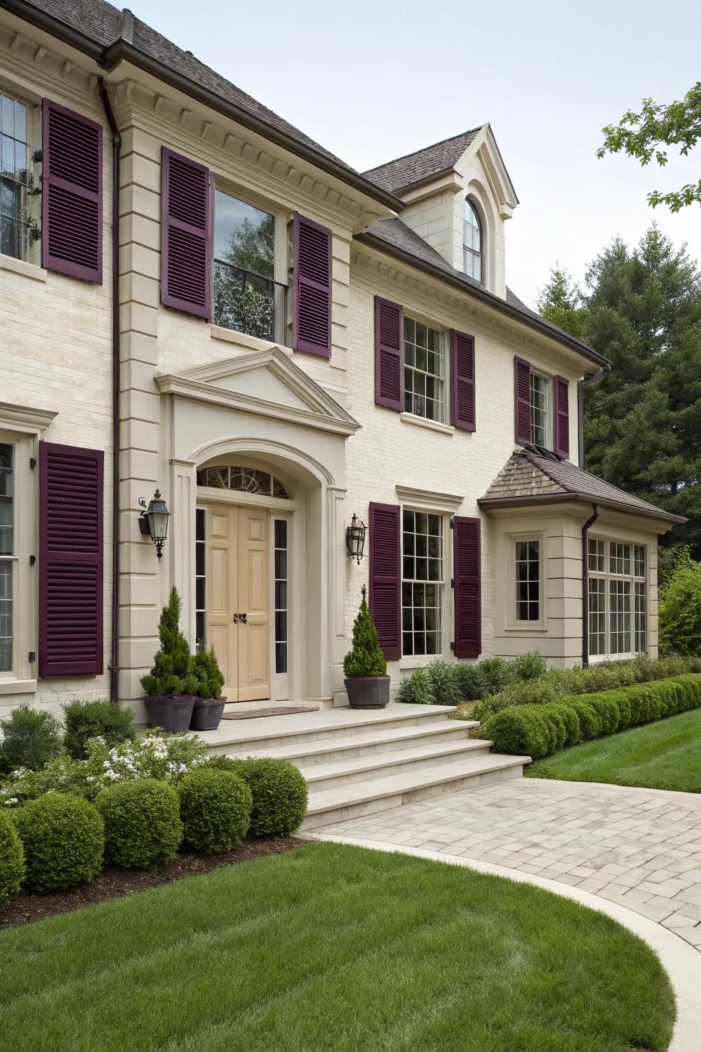 Luxurious damson adds a rich touch to this elegant home.