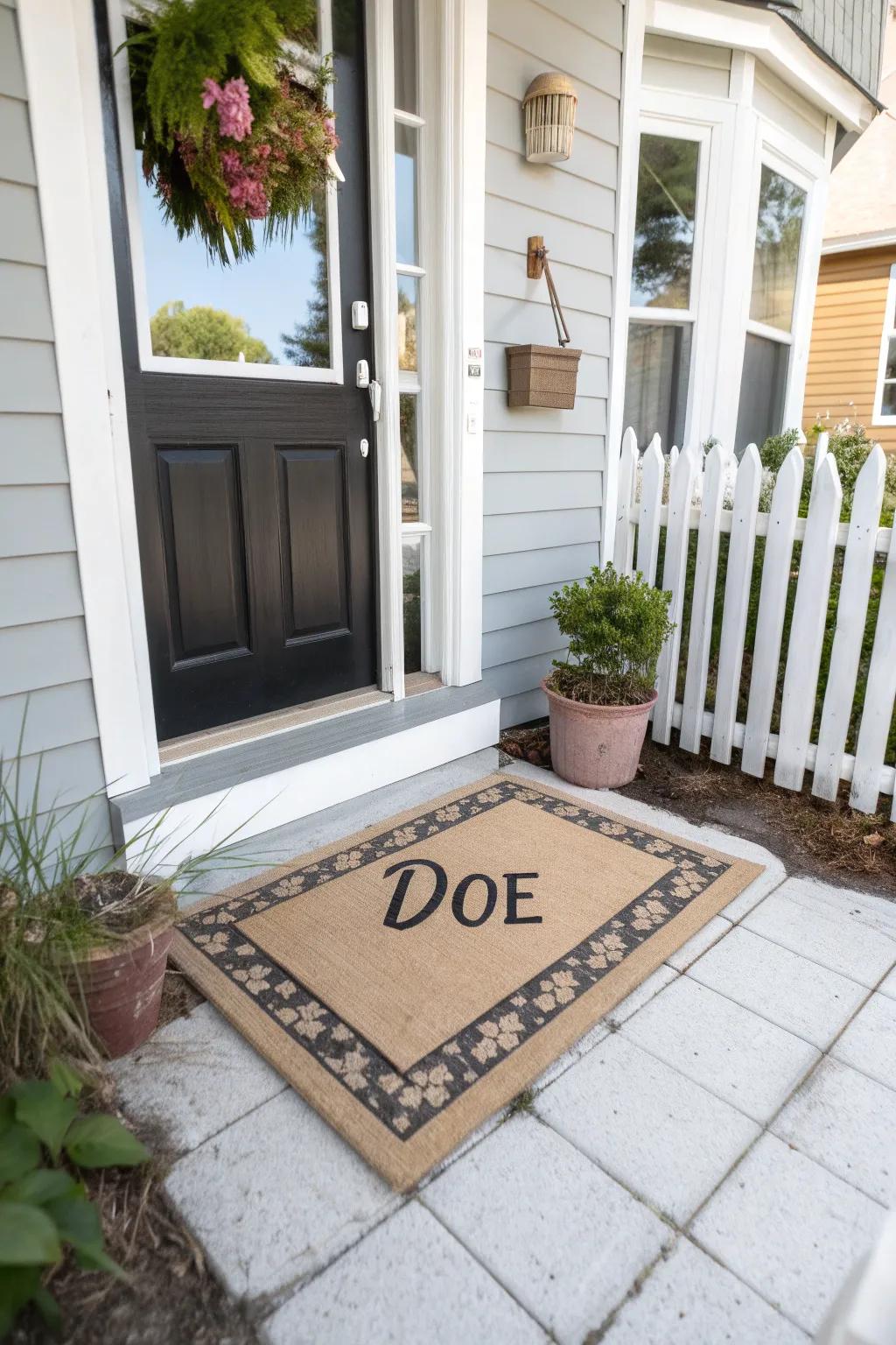 A customized entrance covering imparts a welcoming sentiment to every entryway.