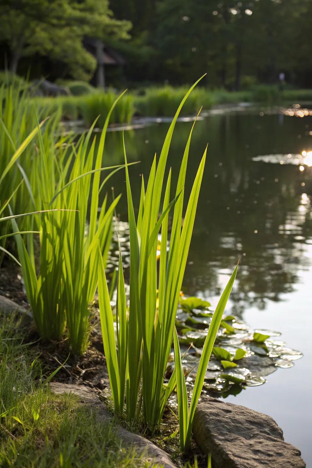Fragrant Flag provides year-round greenery and texture to your pond.