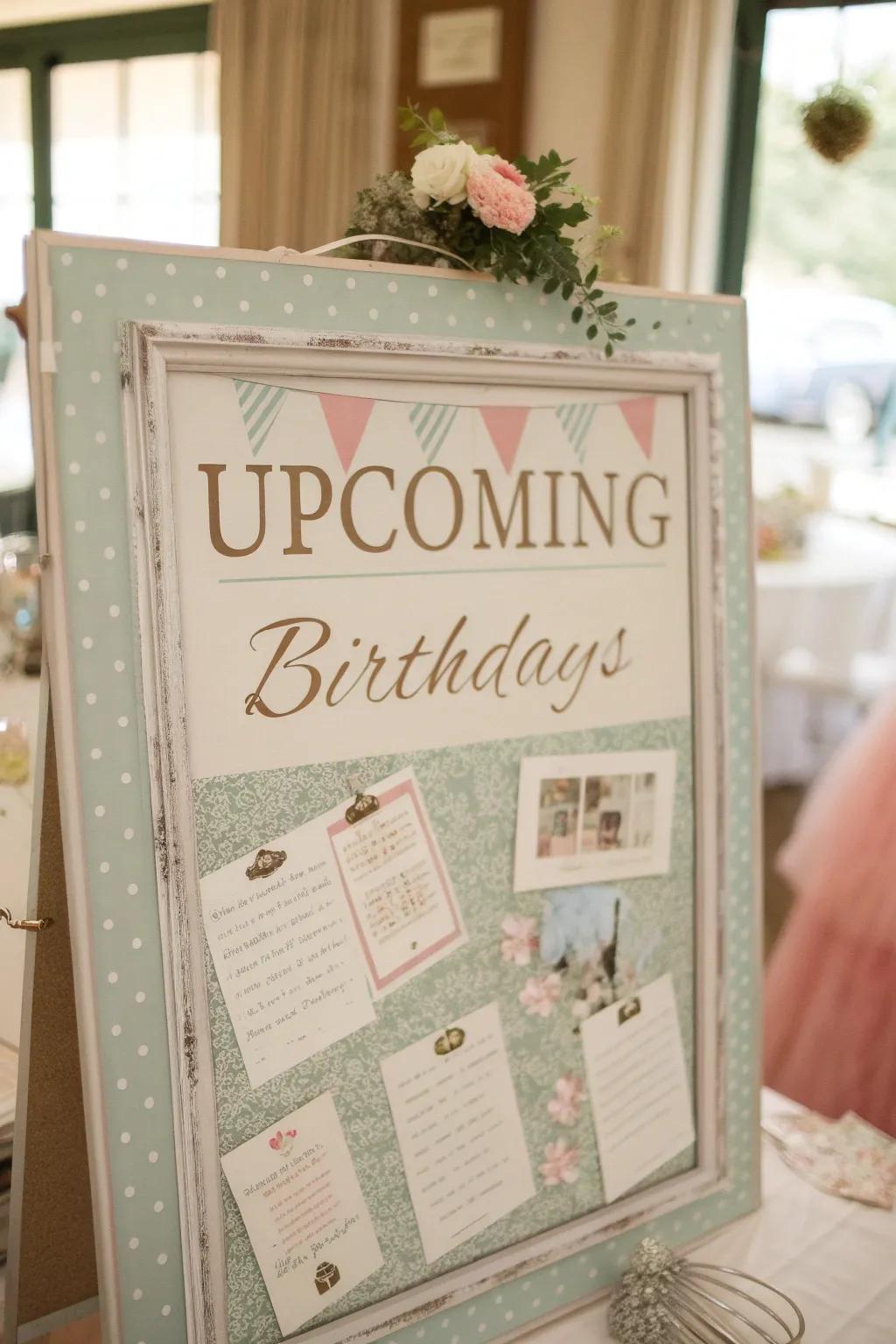 Vintage-themed birthday display for a timeless elegance.