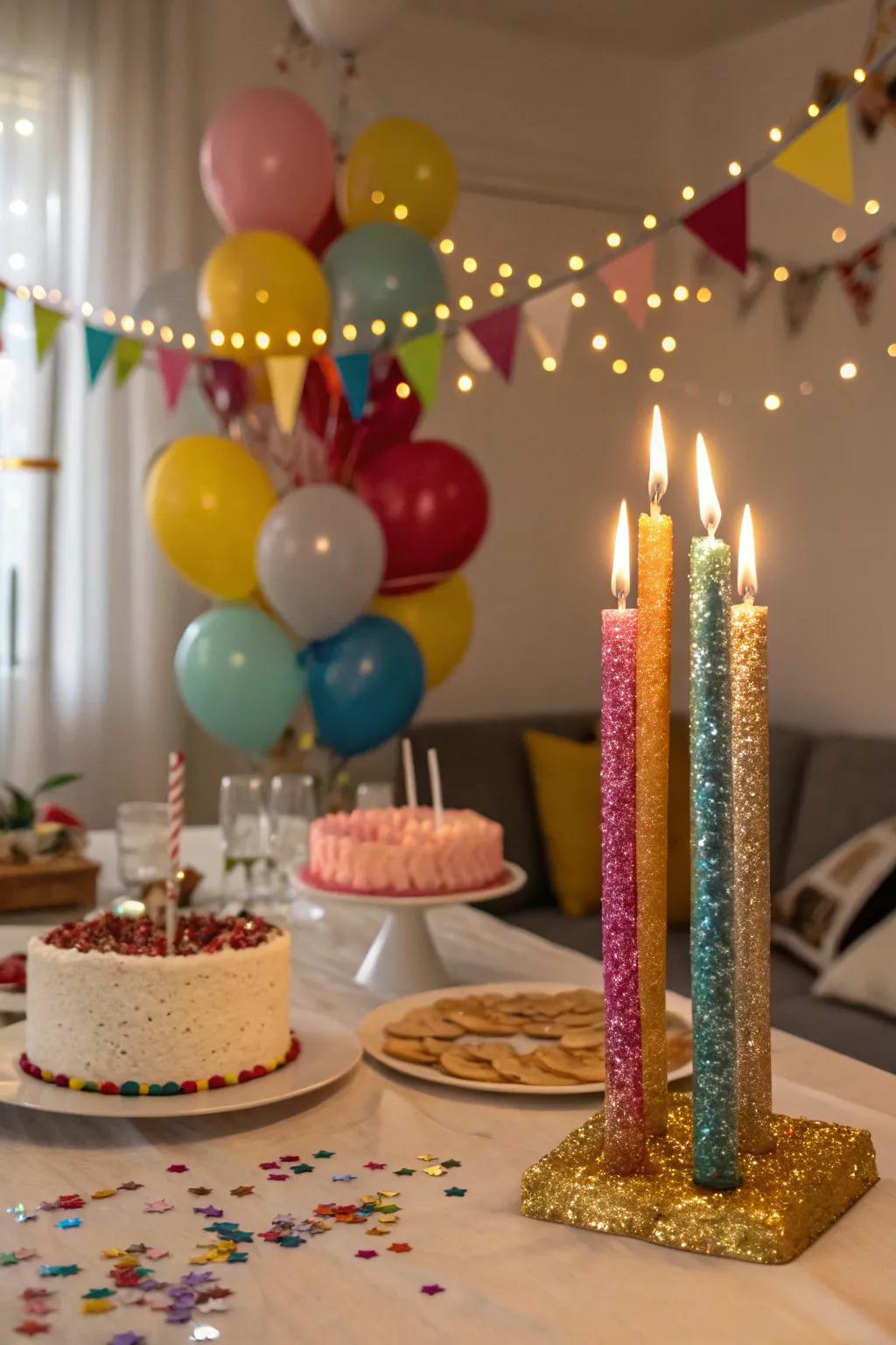 Sparkling candles add a magical element to any birthday table.