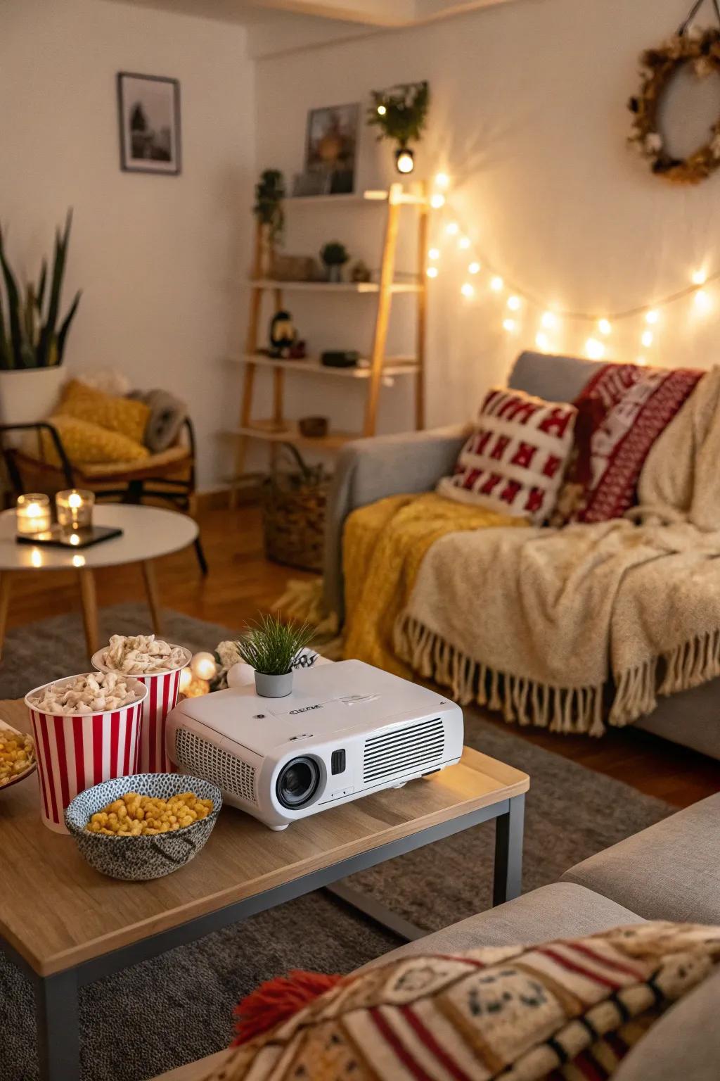 A relaxing film night brings friends together for a birthday film fest.