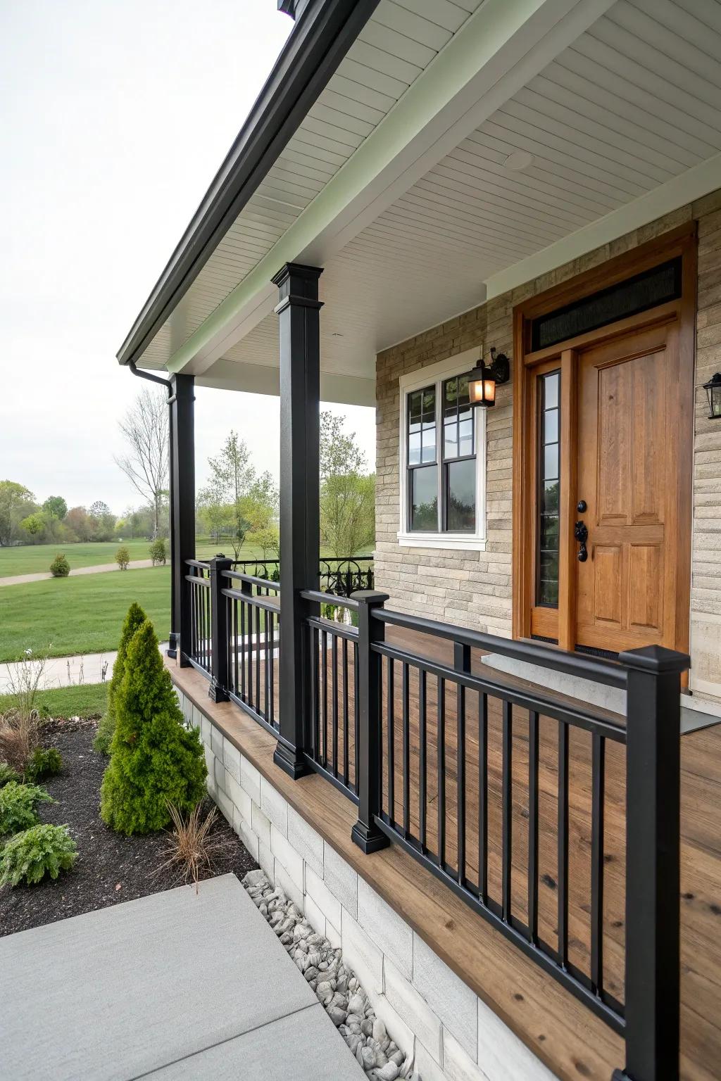 Smooth matching of railings with house colors for a consistent look.