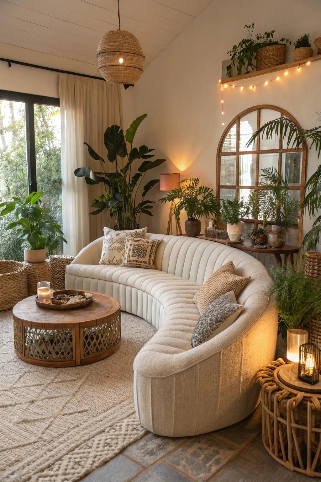 Organic shapes add smoothness to boho design.