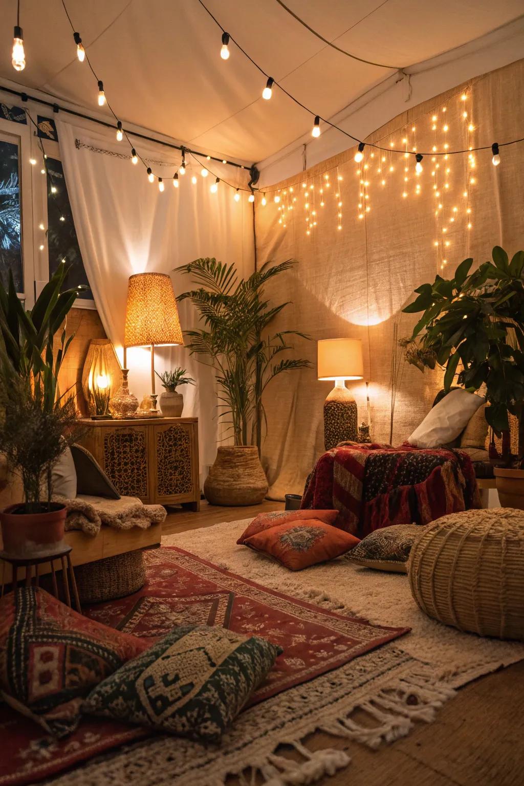 Warm lighting sets a cozy and welcoming mood.