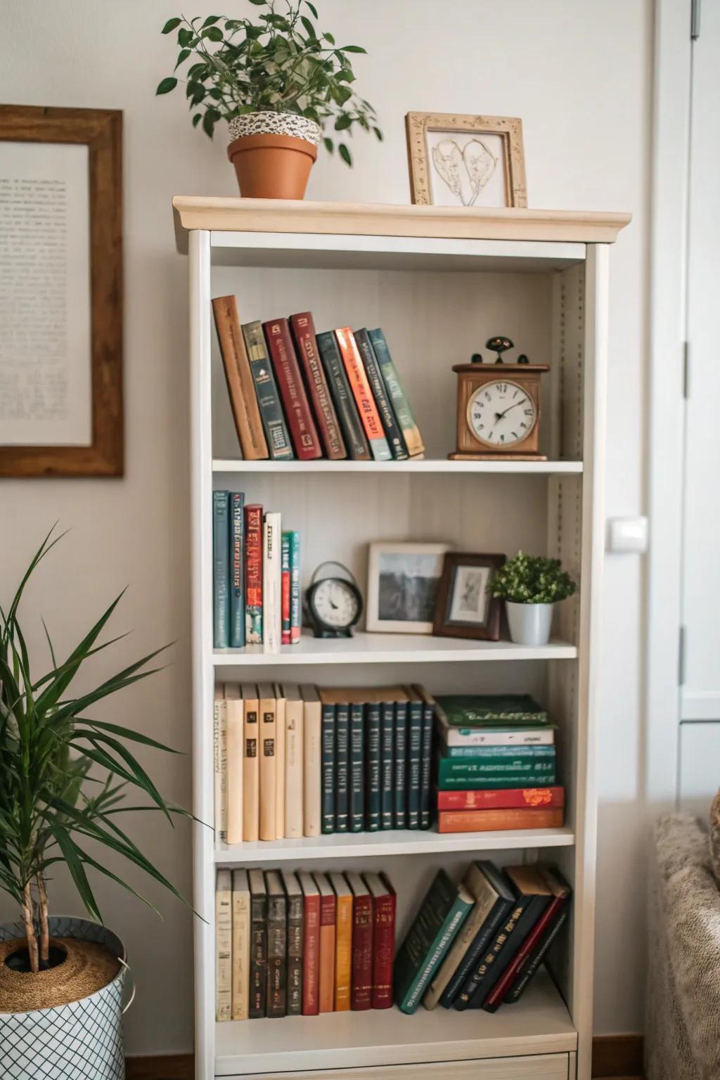 Find the ideal balance between function and decoration in your bookshelf.