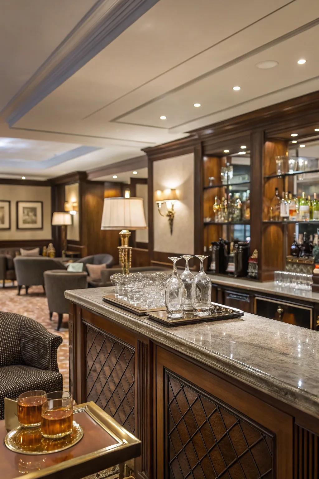 A specific bar space introduces functionality and class.