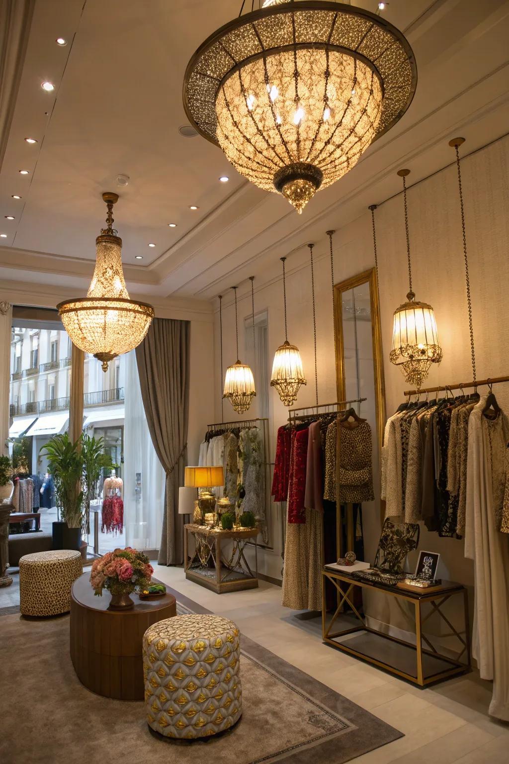 A shop interior highlighting accent fixtures that draw the eye and add a unique touch.
