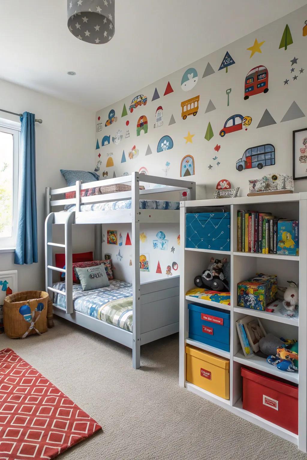 Engaging wall art adds character to the room.