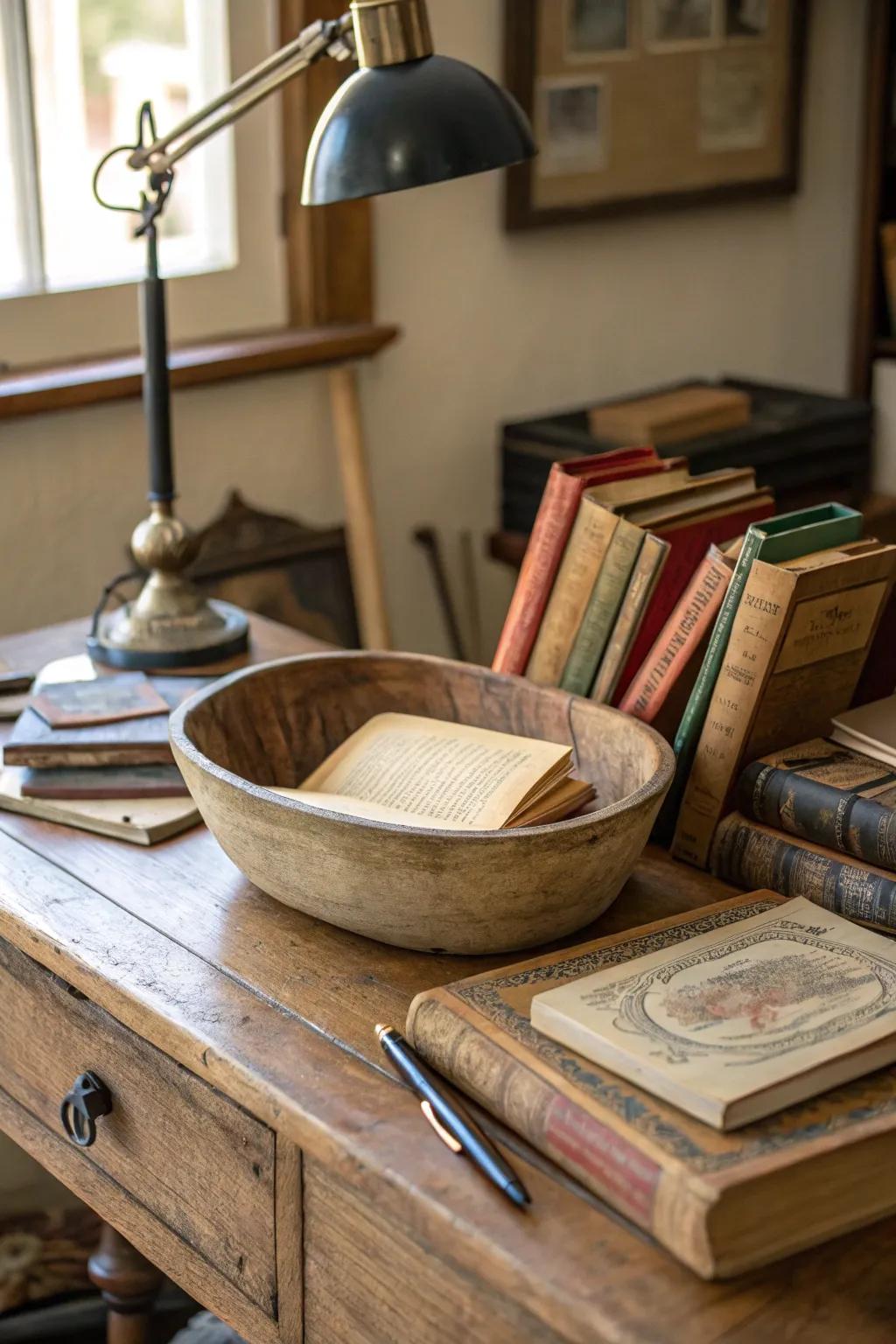 Literary charm with aged books