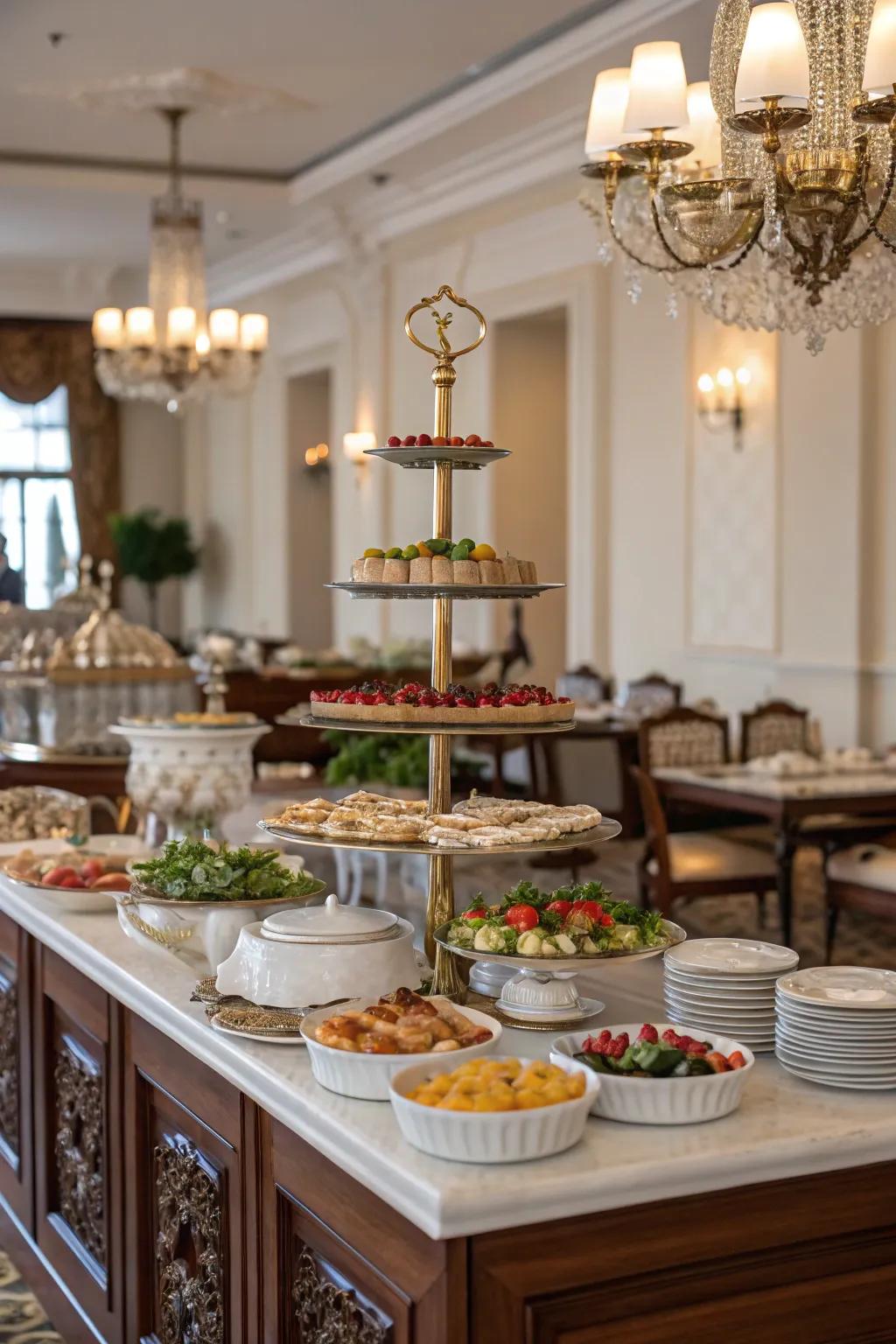 Your buffet becomes a feast for the eyes with elegant serving ware.