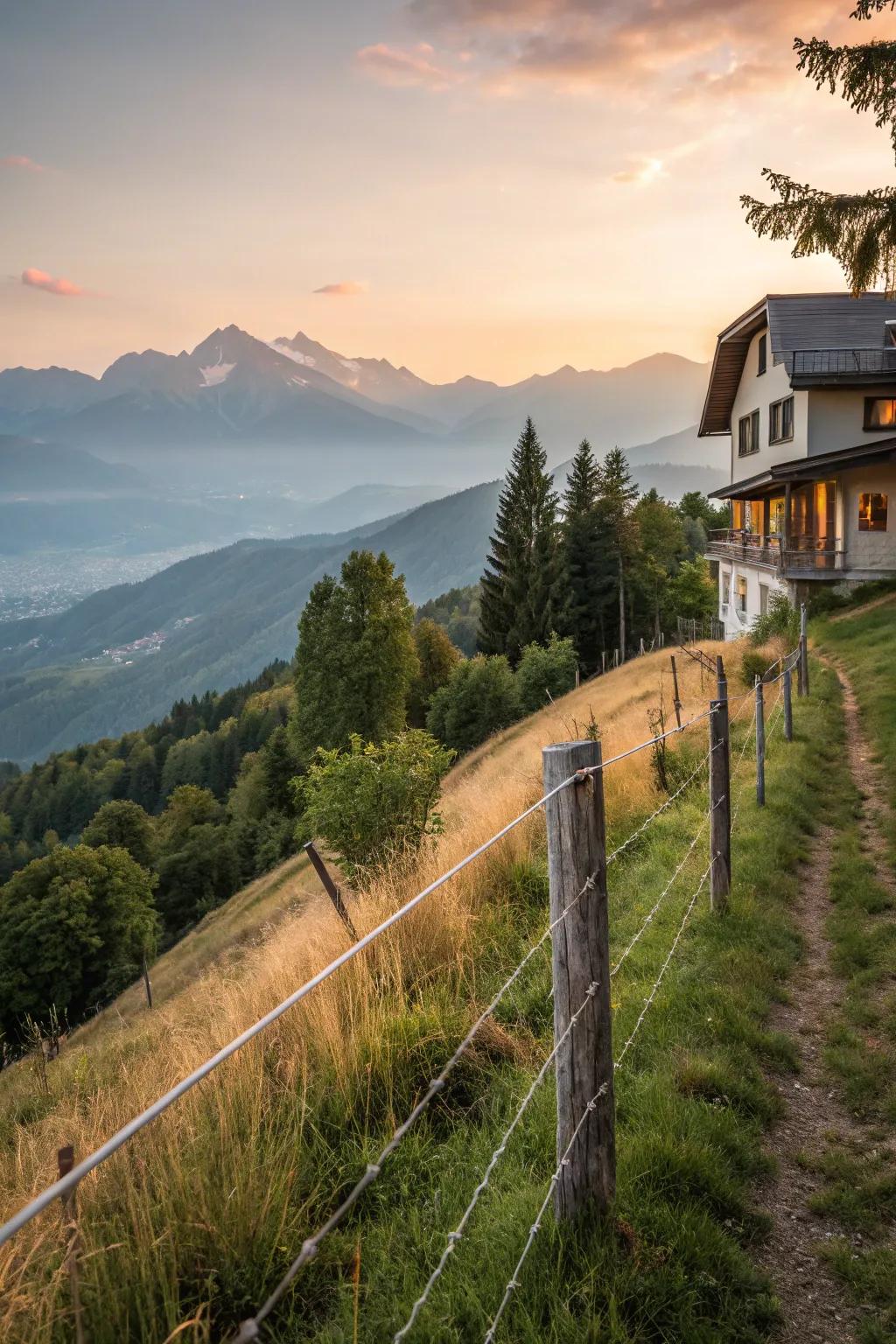 Wire fence showcasing a breathtaking view