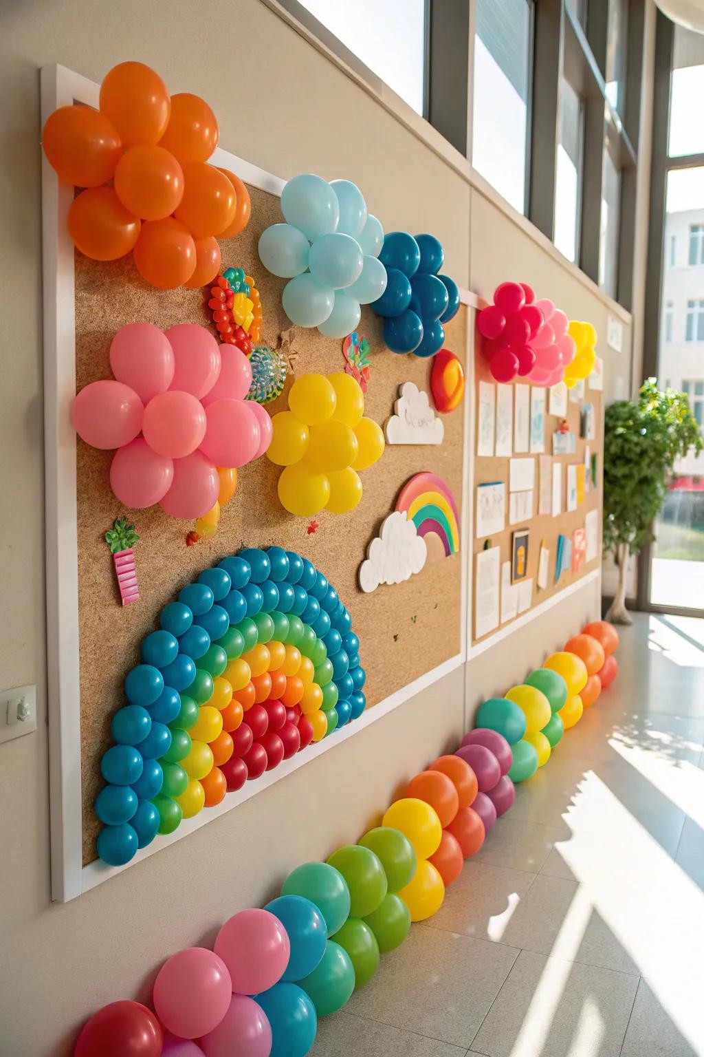 Inflatables contribute a playful and festive dimension to the carnival-themed board.