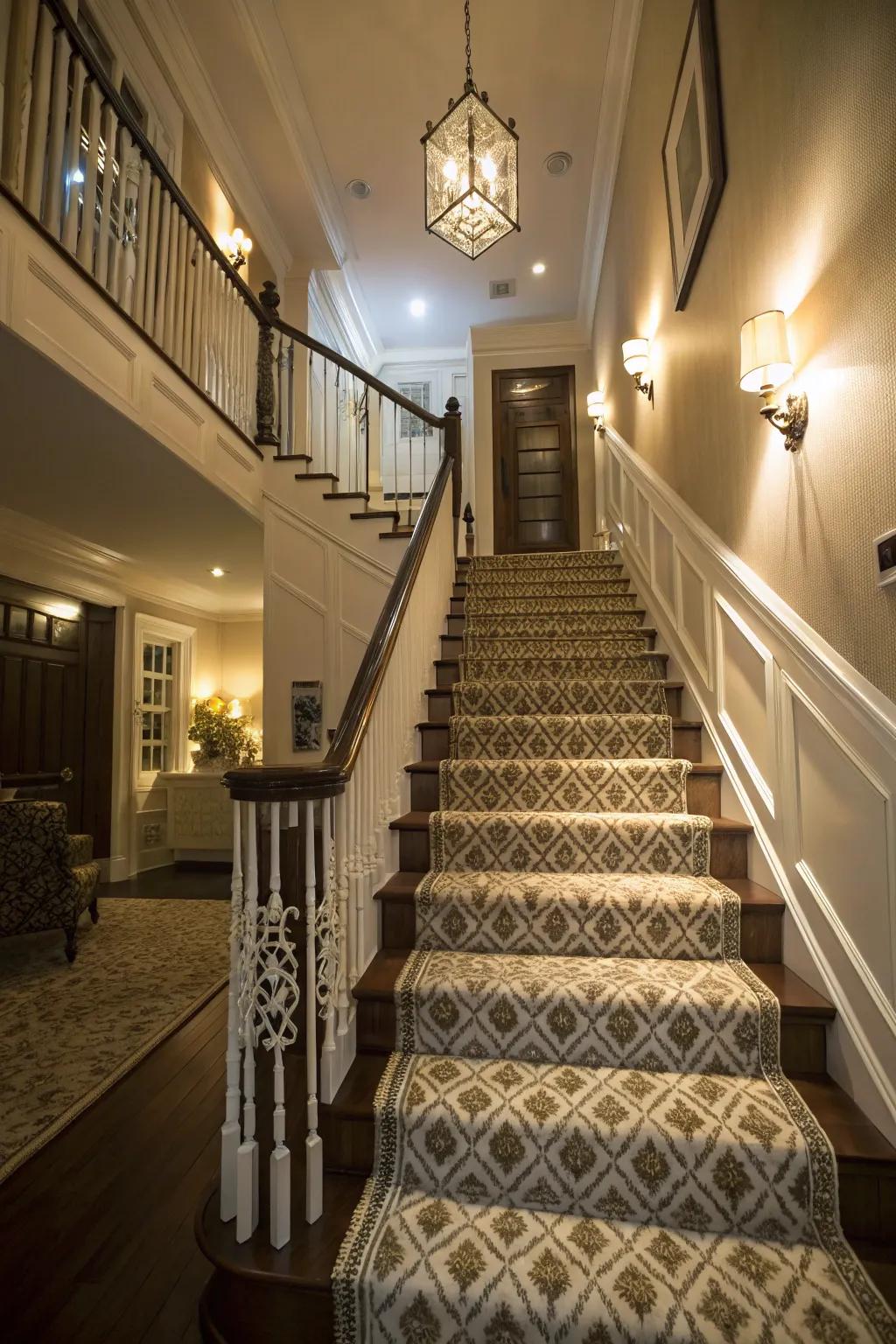 Lighting enhances the textures and colors of carpets.