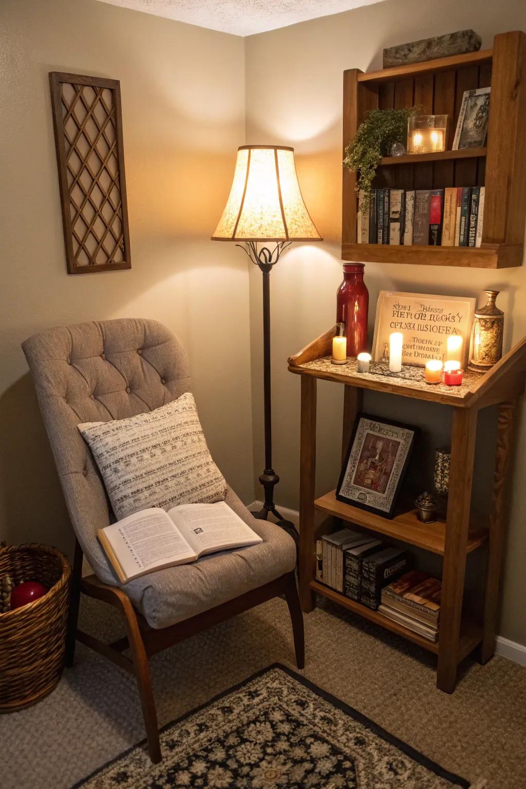 Adjustable illumination enhances the mood of your prayer nook.