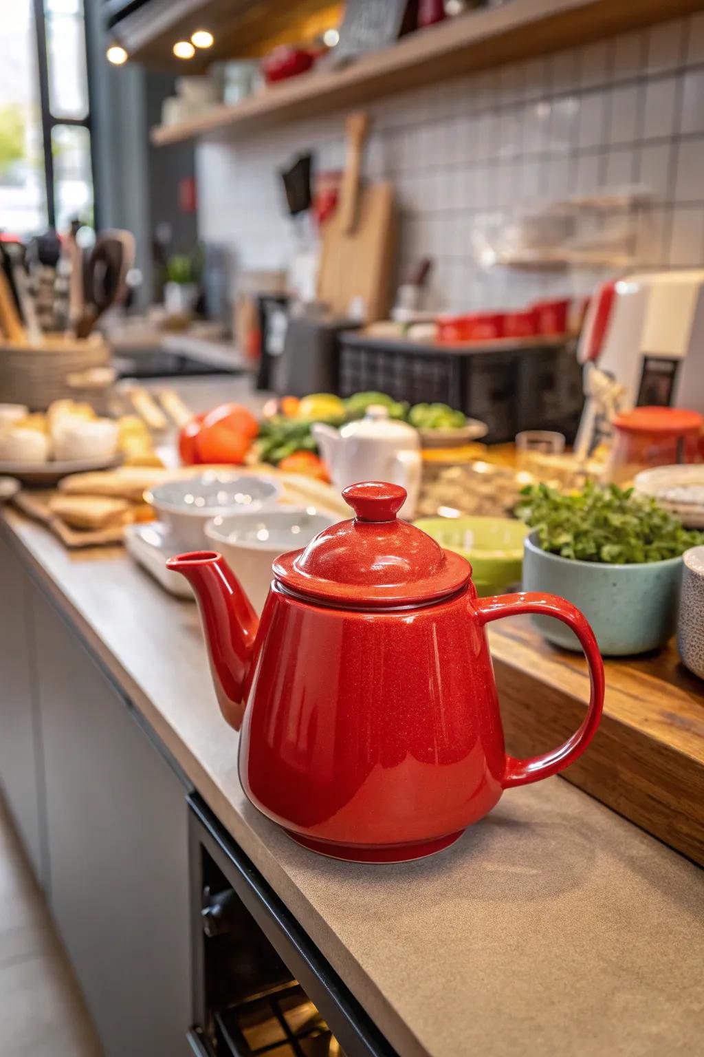 Bold colors make this teapot the centerpiece of any kitchen.