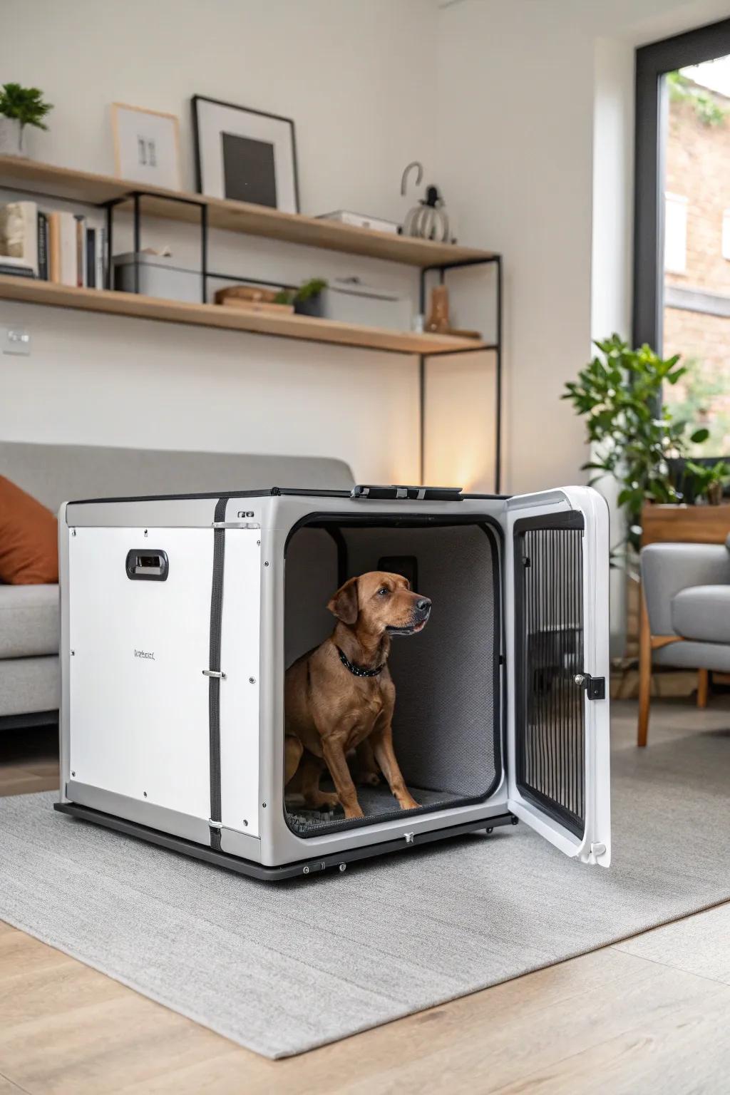 Foldable kennels offer versatility and style.