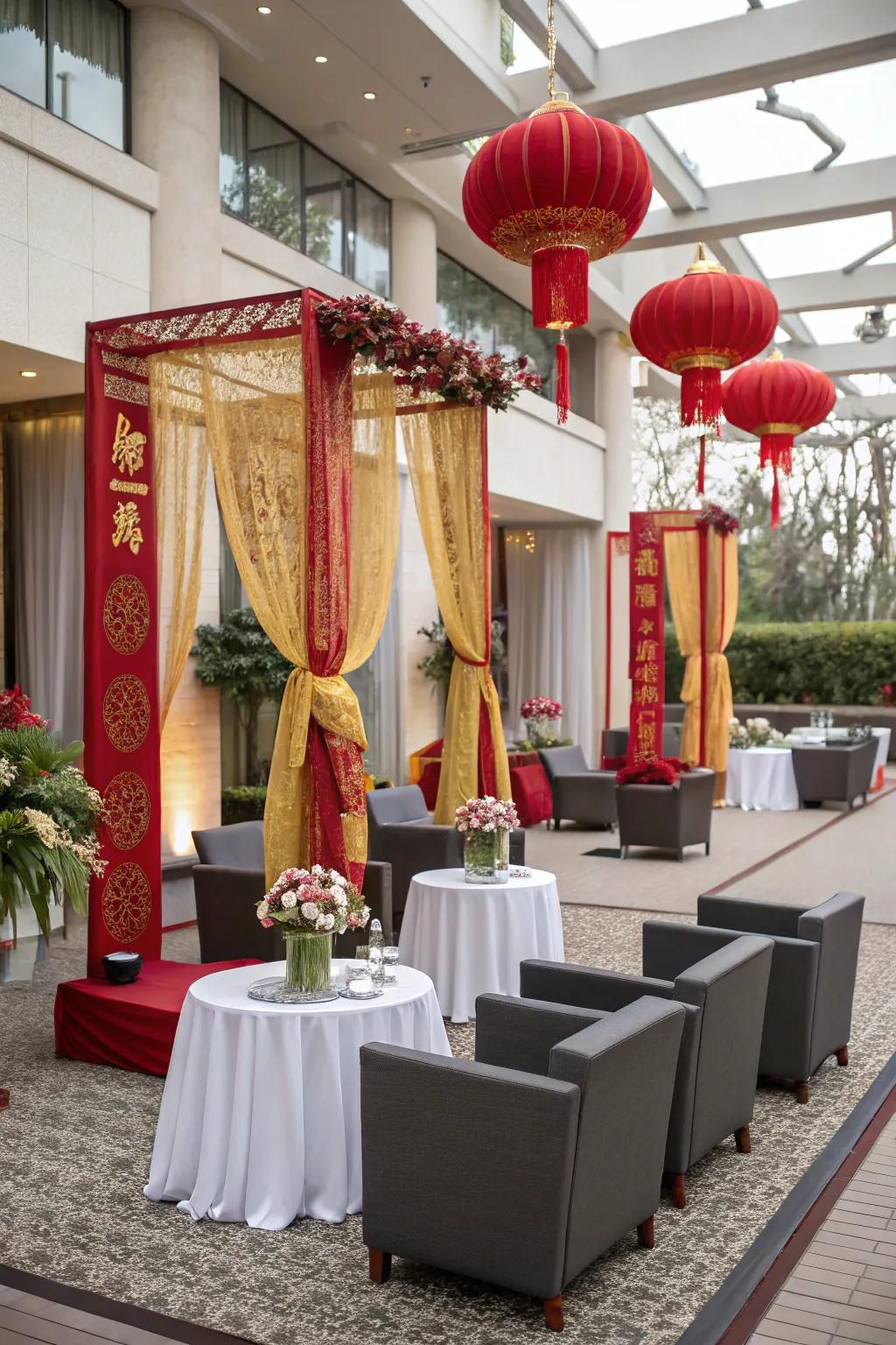 A harmonious fusion of classic and modern wedding decorations.