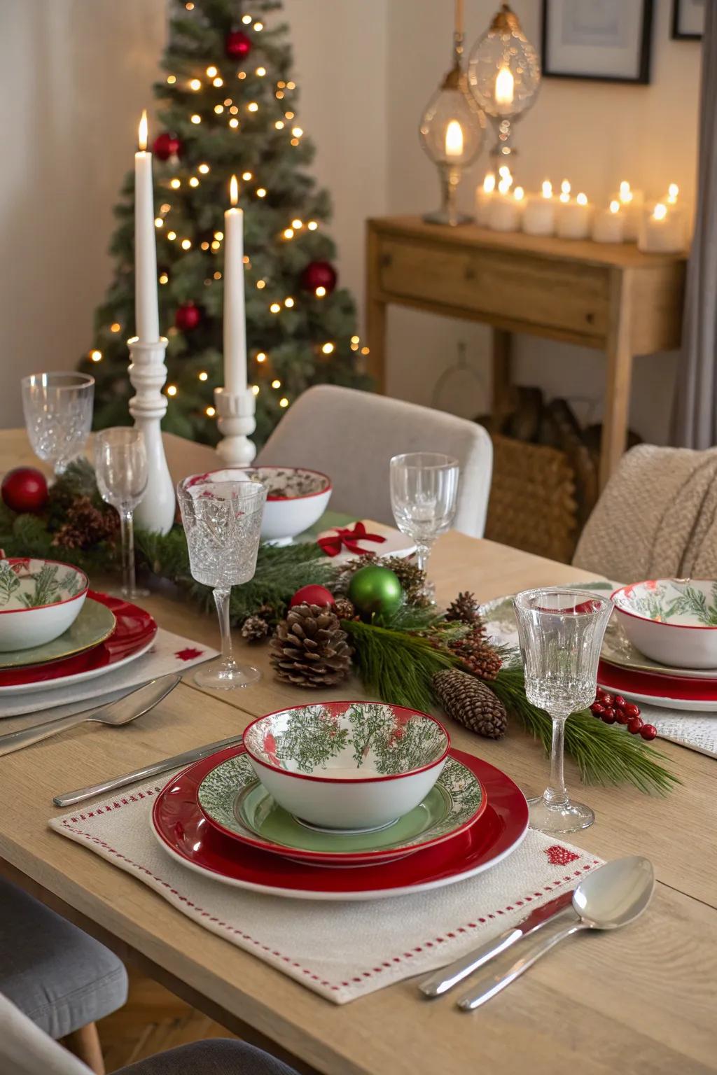 A festive table setting with a creative twist delights guests.