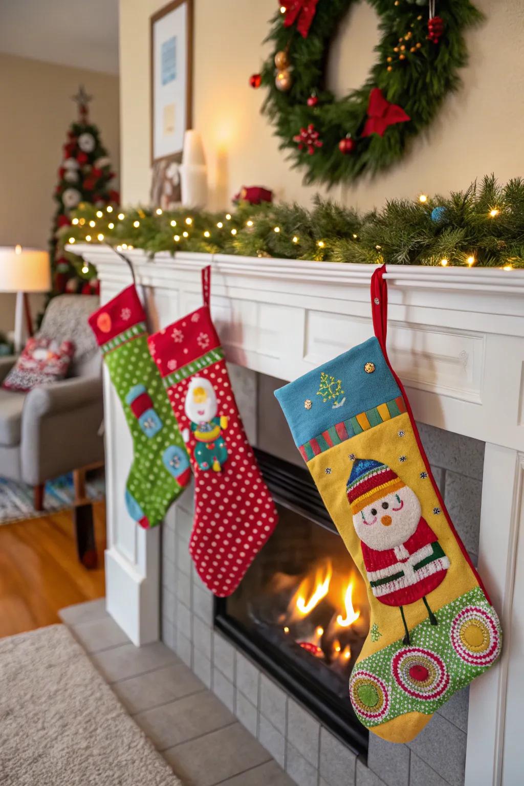 Fabric stockings are colorful, fun, and perfect for crafting.