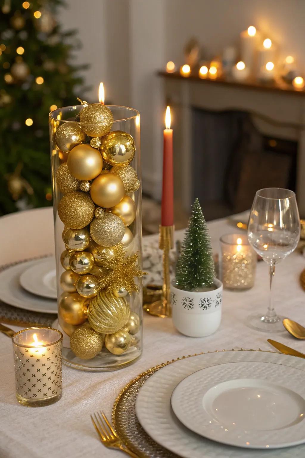 Add a touch of glamour with gold ornaments.