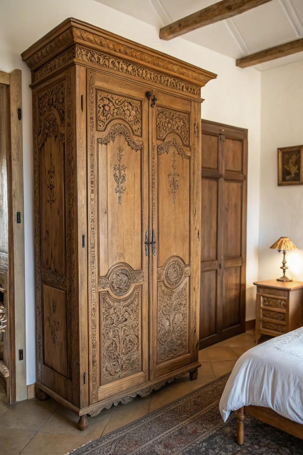 Doors of antiquity contribute vintage allure and individuality.