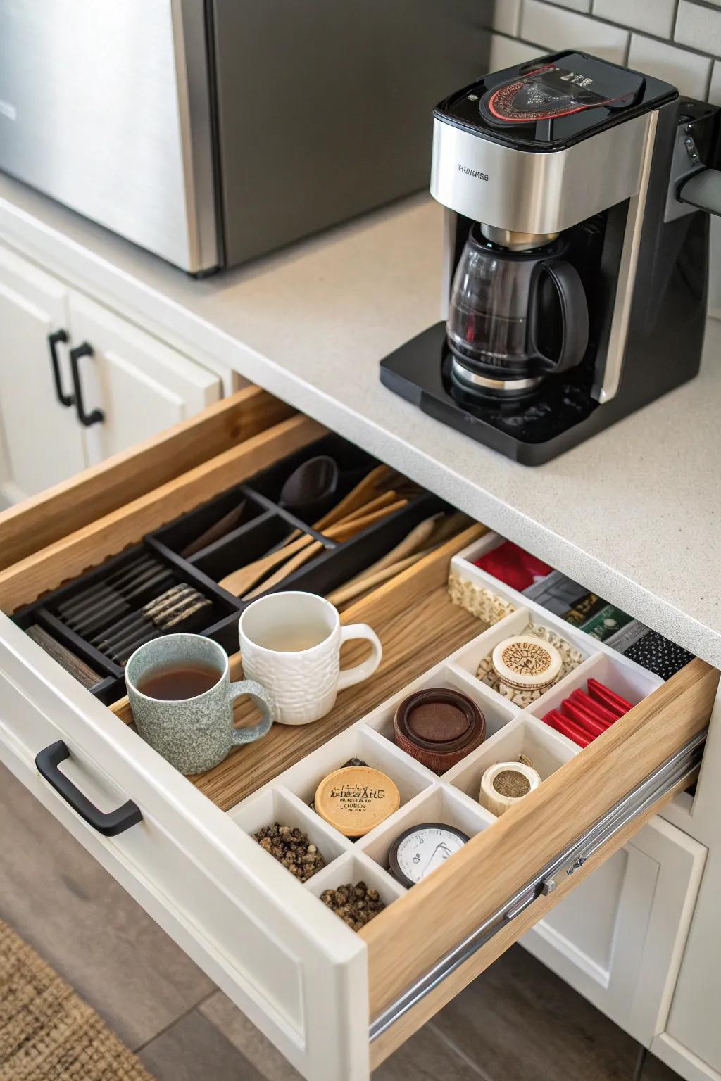 Optimize neatness with drawer separators.