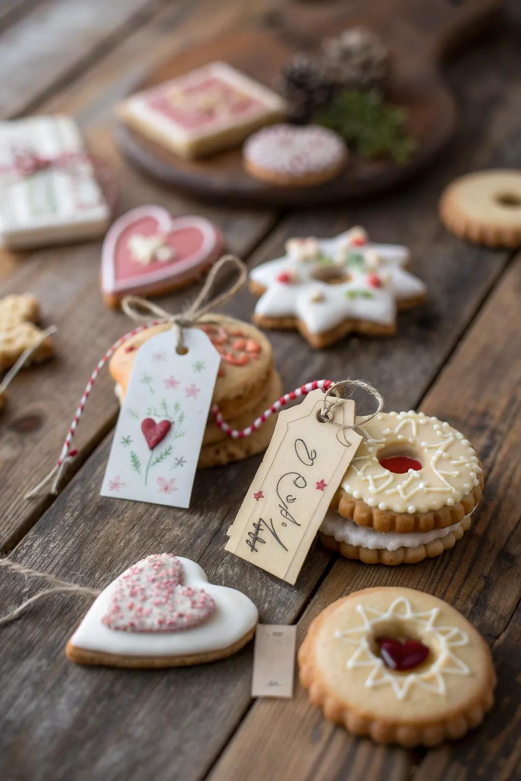 Personalized cookie labels for a thoughtful detail.