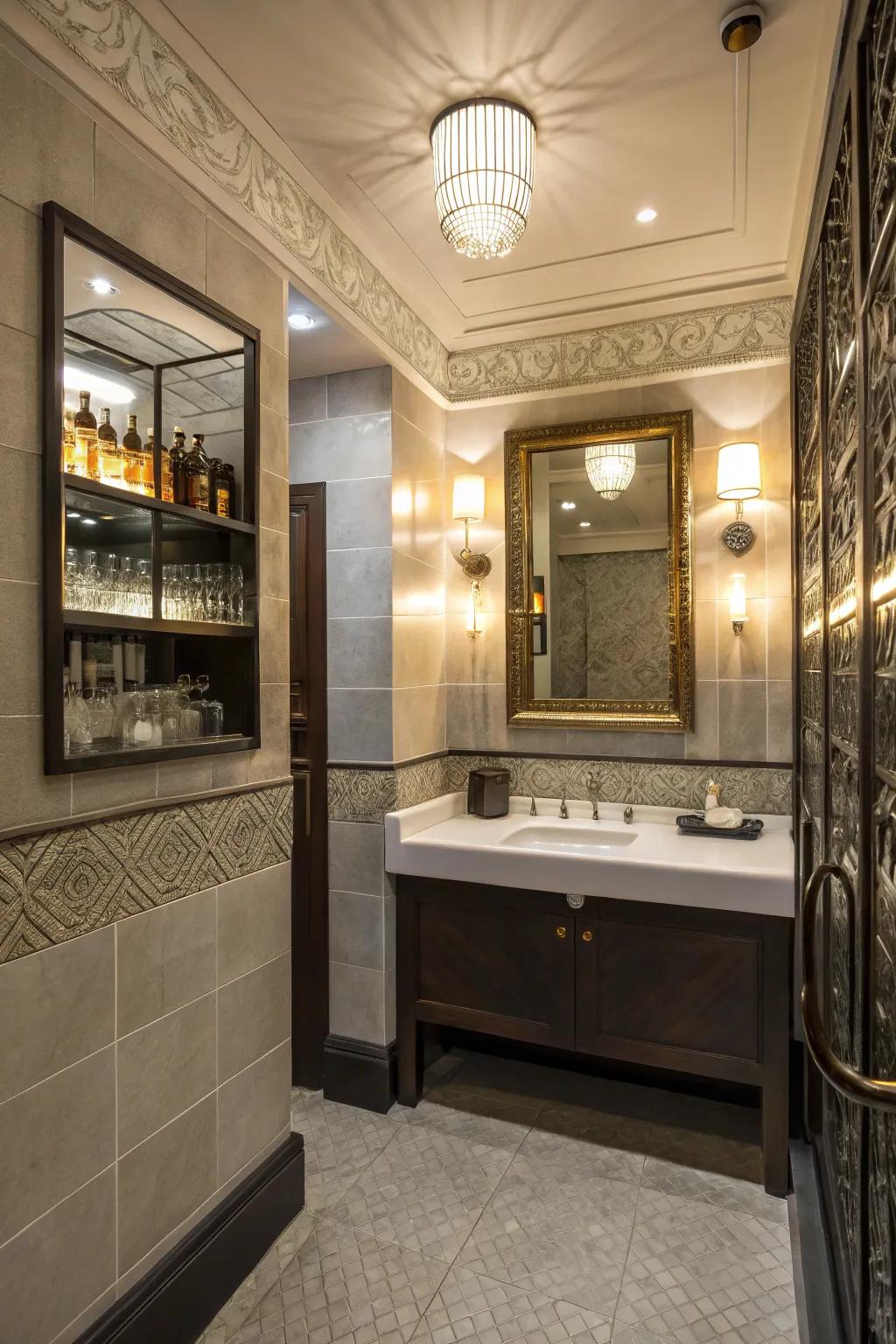 Refined components contribute elegance to the area.