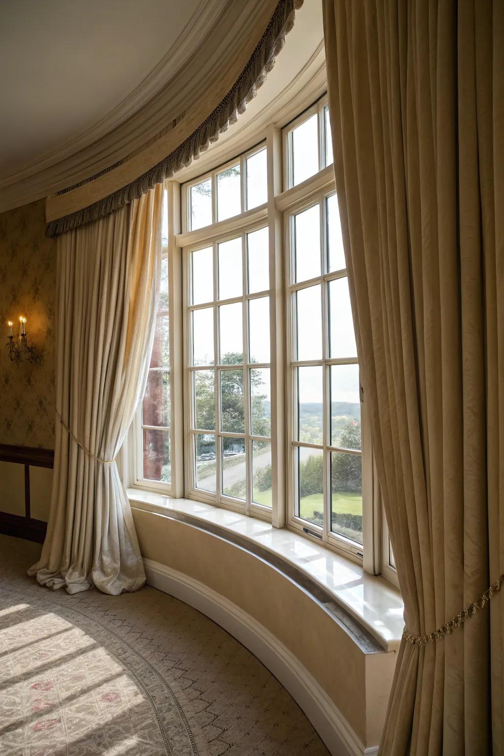 Rounded tracks offer seamless draping.