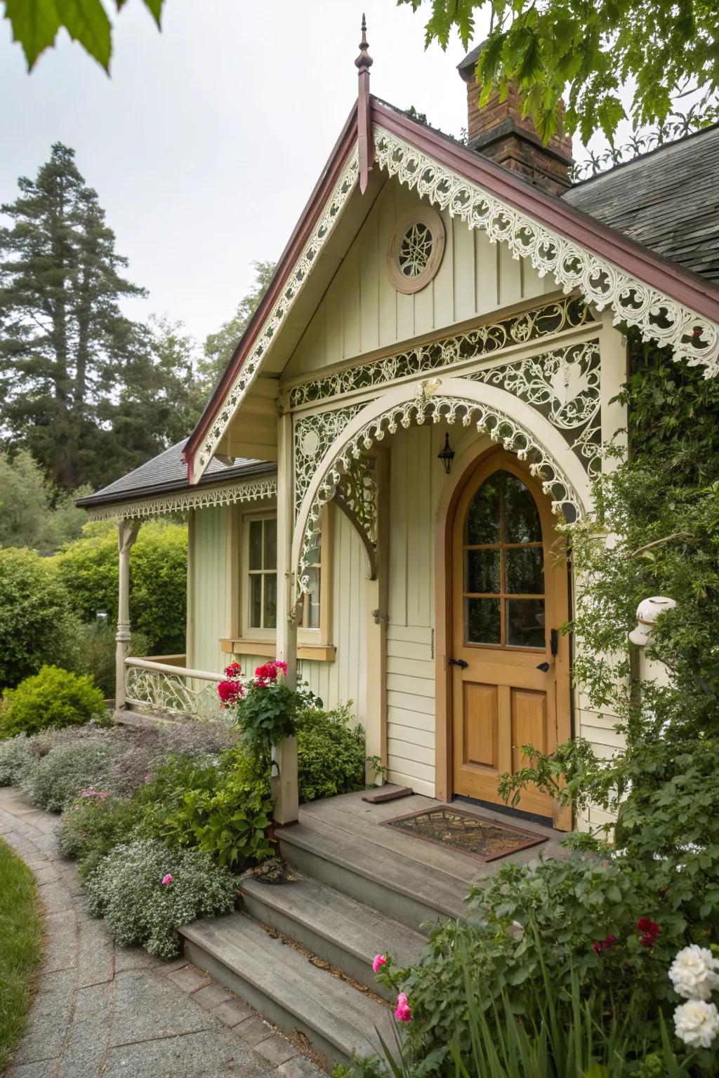 Distinct architectural details add persona to a cottage exterior.