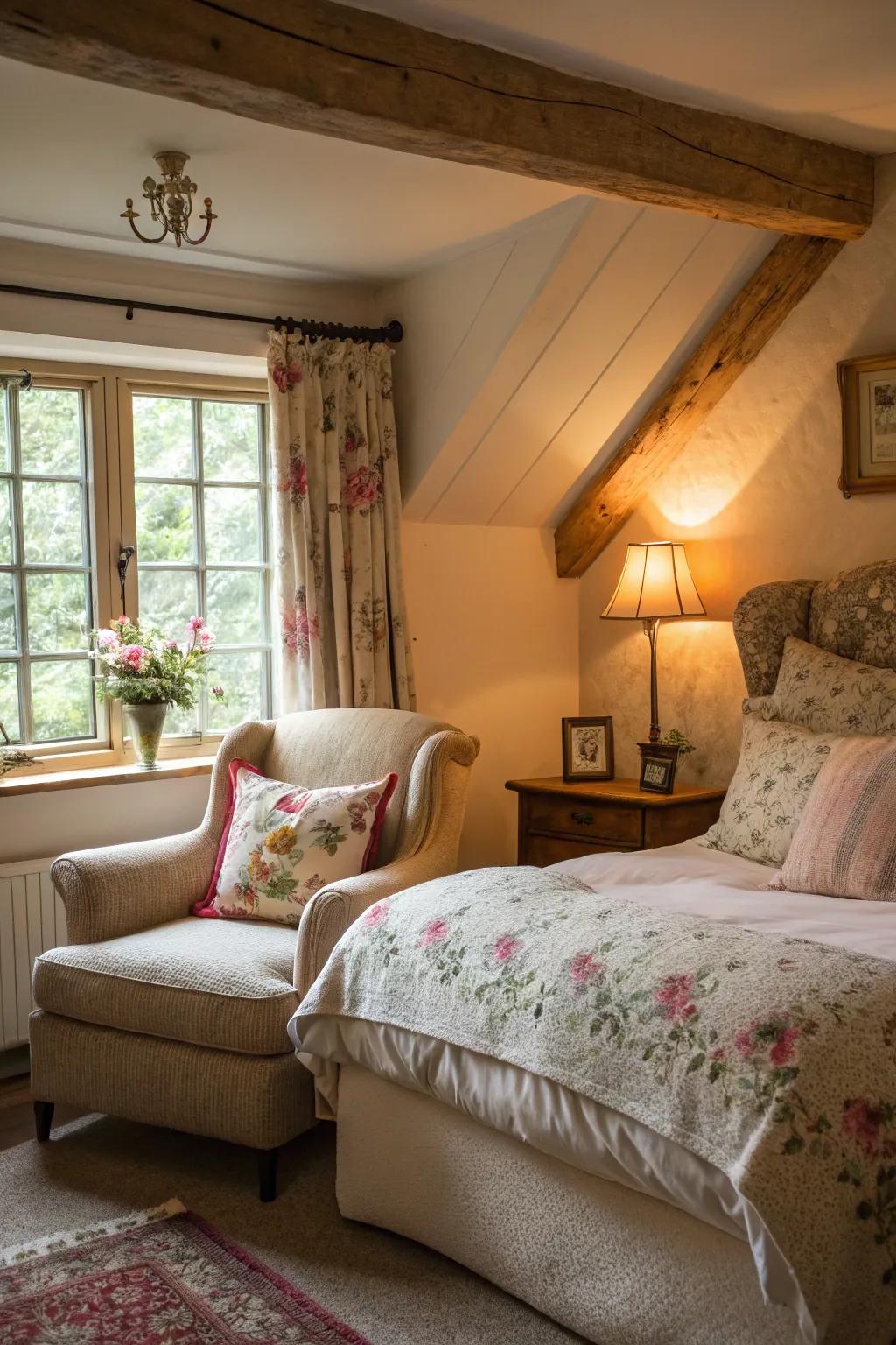 Comfortable furniture enhances the cozy vibe.