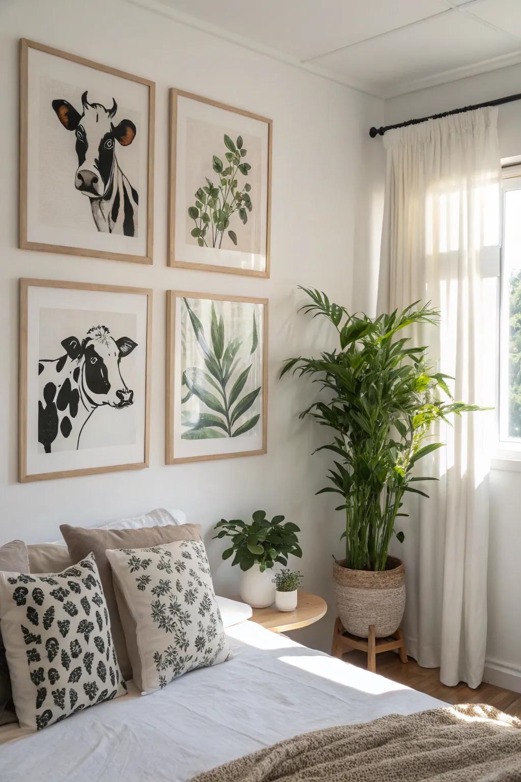 Farm animal pattern artwork creates a unique focal point in any space.
