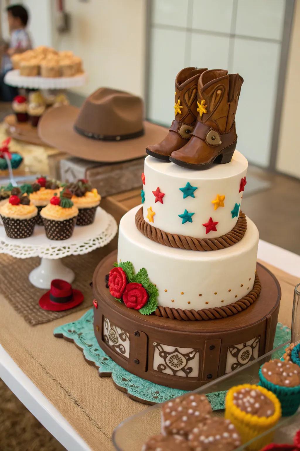 Delight your visitors with a Wild West themed cake centerpiece.