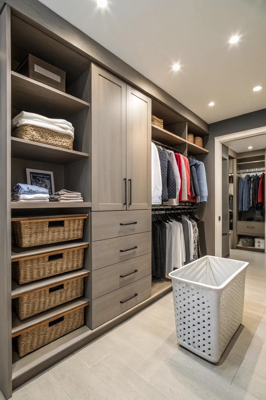 Maintain a clutter-free space with concealed laundry solutions.