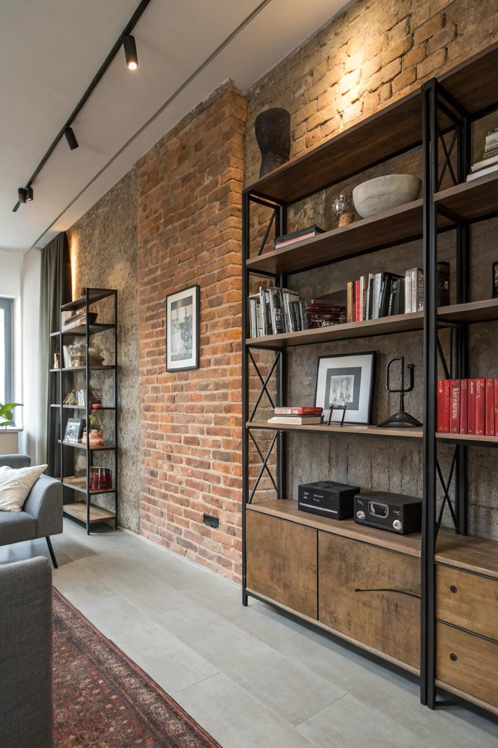 Warehouse-inspired display units adding individuality and storage to the space