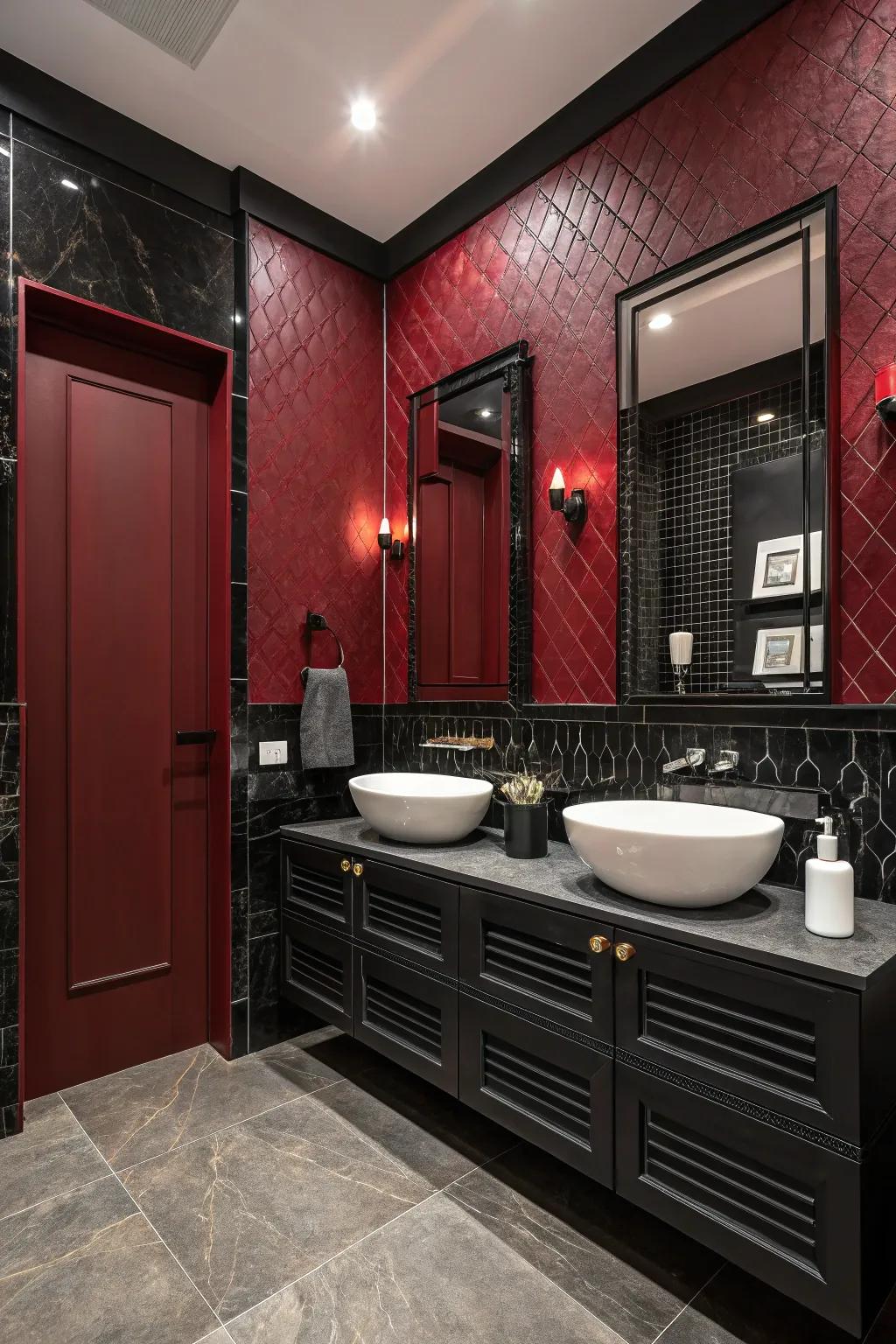 Juxtaposing tones deliver modernism and equilibrium to the bathroom.