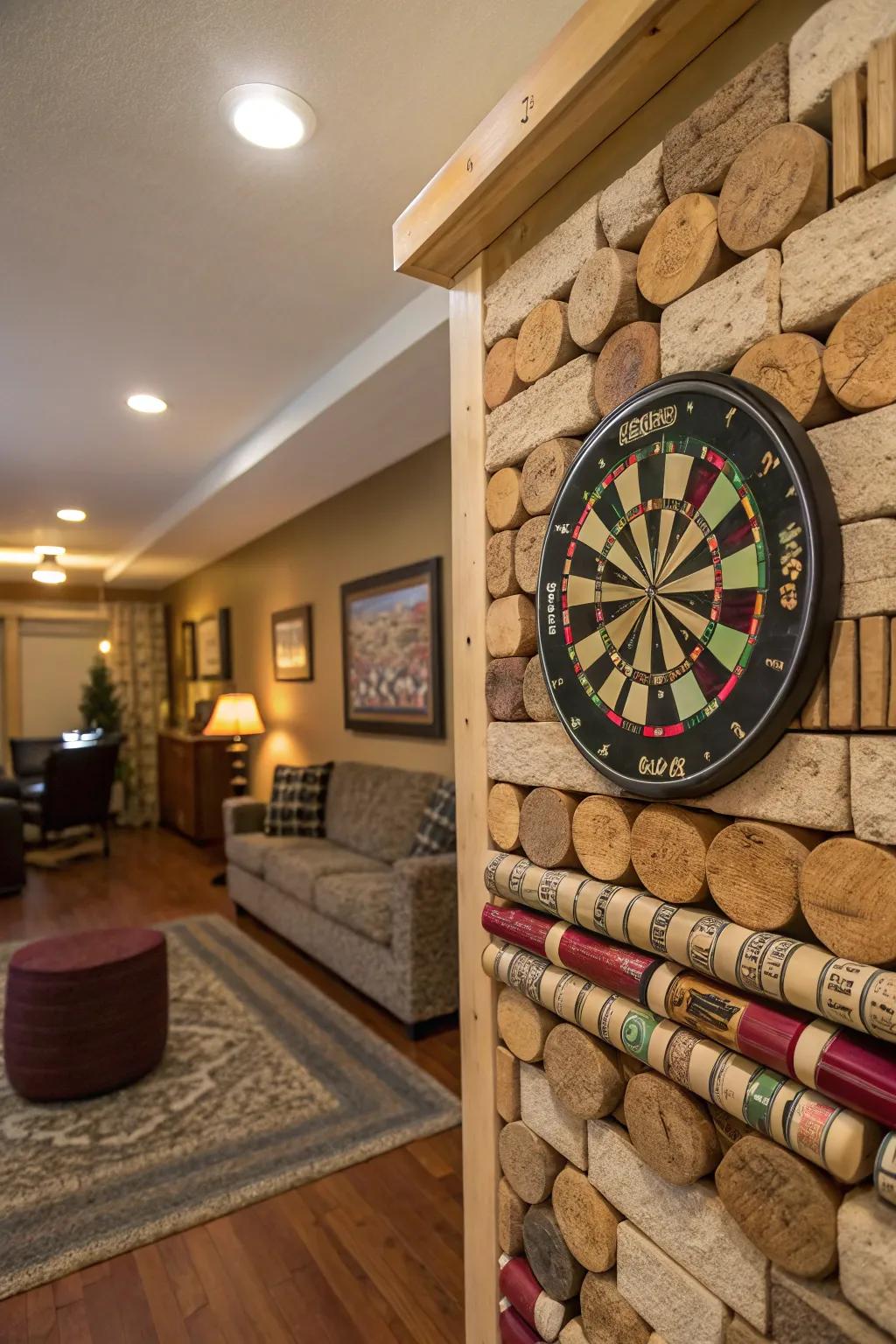 A wine cork wall that combines creativity and nostalgia.