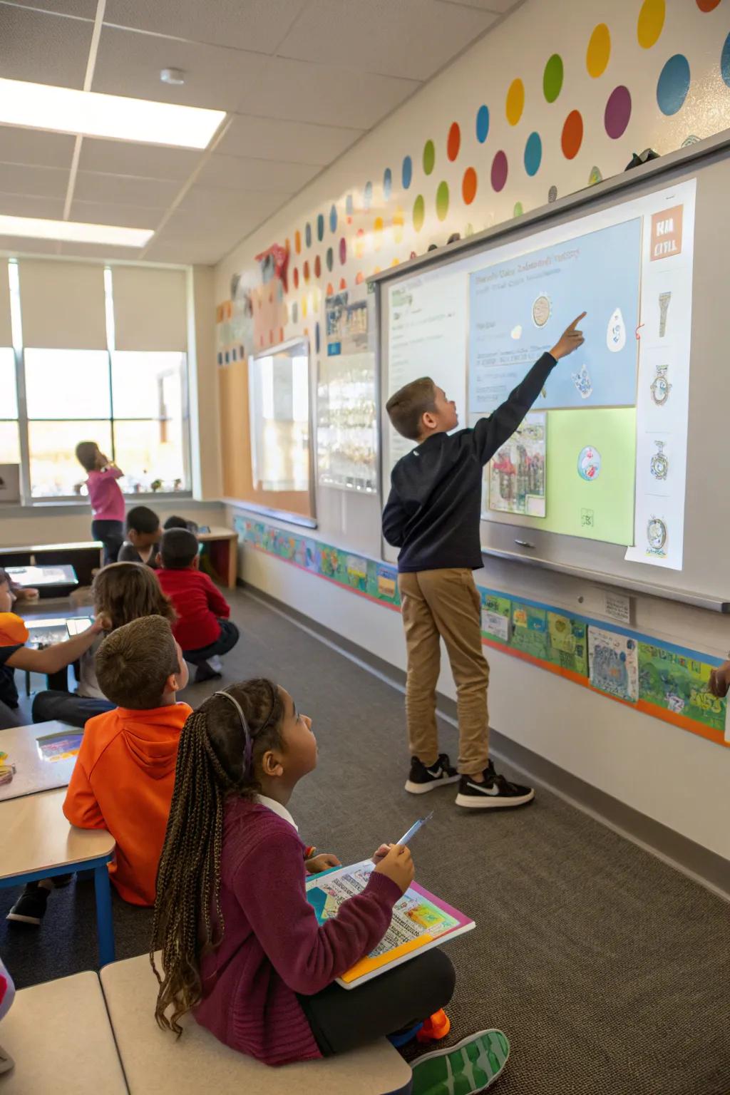 Learners reflecting on their development at the data wall.